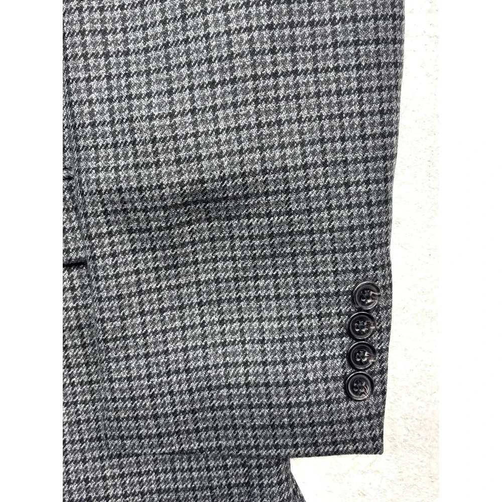 Ralph Lauren 40R‎ Gray Houndstooth Blazer Jacket Sport Suit Coat Flannel Wool